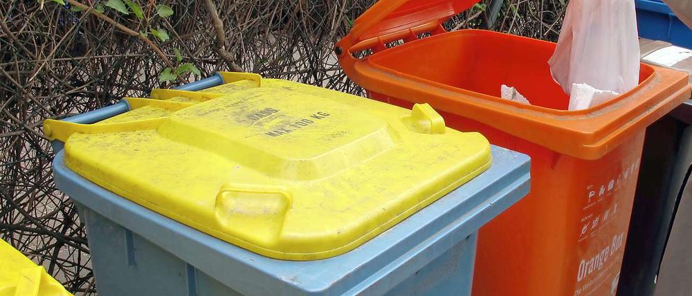 Hauptsache bunt. Neben gelben Tonnen für Leichtverpackungen gibt es zum Beispiel in Berlin schon orange Tonnen für andere Wertstoffe.