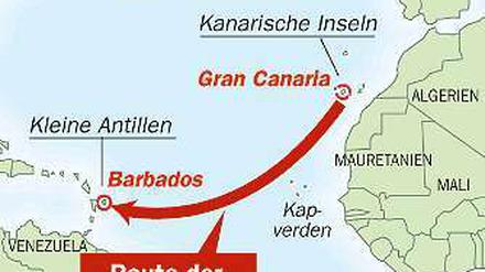 Von Las Palmas (Gran Canaria) führt der Kurs der Sea Cloud II über den Atlantik bis nach Bridgetown (Barbados).