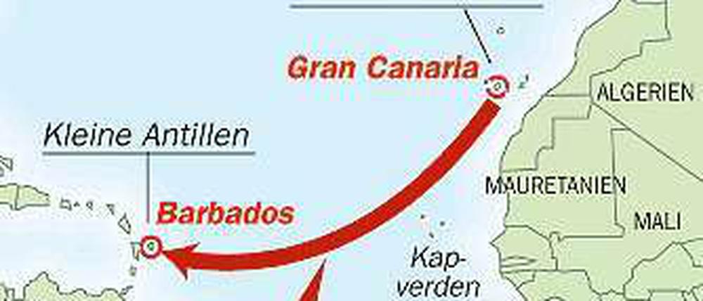 Von Las Palmas (Gran Canaria) führt der Kurs der Sea Cloud II über den Atlantik bis nach Bridgetown (Barbados).