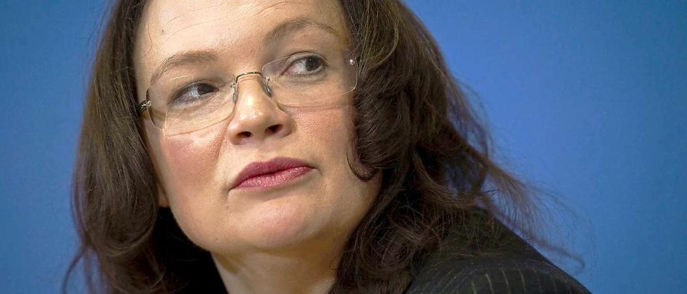 Mit einer Klage in Karlsruhe will die SPD das geplante Betreuungsgeld stoppen. Das hat Generalsekretärin Andrea Nahles angekündigt.