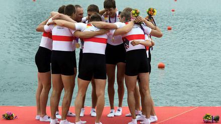 Das Gold-Team des deutschen Ruder-Achters