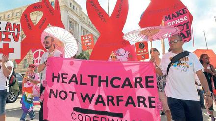 Aids-Marsch. Seit 22 Jahren tagt die Konferenz erstmals wieder in den USA. Foto: AFP