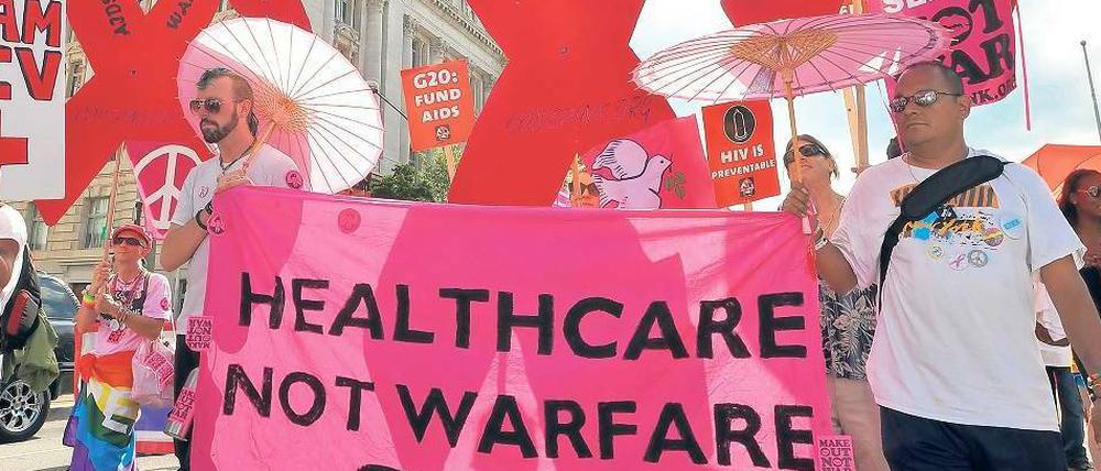 Aids-Marsch. Seit 22 Jahren tagt die Konferenz erstmals wieder in den USA. Foto: AFP