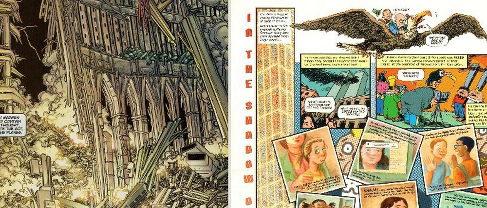 Terror und Trauma: Zwei Szenen aus einem kurz nach 9/11 veröffentlichten Spider-Man-Heft und Art Spiegelmans "Im Schatten keiner Türme".