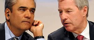 Neues Führungsduo unterm Firmenlogo: Jain (l.) und Fitschen.