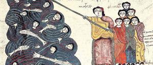 Weg in den Monotheismus. Der Exodus aus Ägypten in einer mozarabischen Bibelillustration des 10. Jahrhunderts.