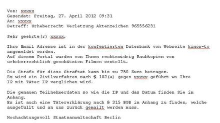 Dieses Schreiben stammt nicht von der Staatsanwaltschaft.