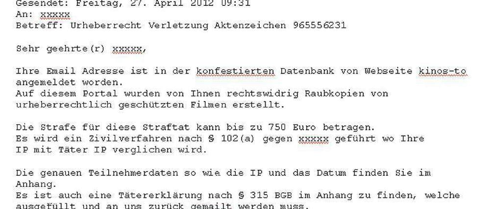Dieses Schreiben stammt nicht von der Staatsanwaltschaft.