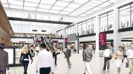 Der „Marktplatz“ beherbergt die meisten Geschäfte im Flughafen und ist erst nach den Sicherheitskontrollen zugänglich.