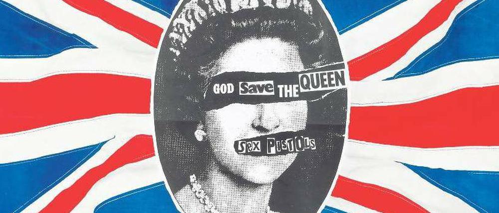 „God Save the Queen“. Mit diesem Poster machte Jamie Reid 1977 Promotion für die Punkband Sex Pistols.