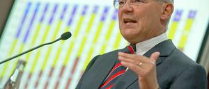 BGA-Präsident Anton Börner bei einer Pressekonferenz zu den Zahlen des deutschen Außenhandels.