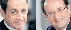 Sarkozy (links) liegt laut jüngsten Umfragen wieder hinter Hollande. Foto: AFP