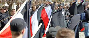 Szene auf einer Demonstration von Rechtsextremen.