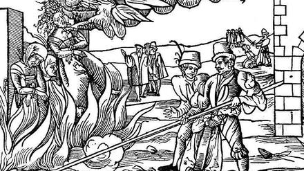 Rückkehr des Mittelalters. Der zeitgenössische Stich einer Hexenverbrennung in Dernburg 1555. Foto: picture-alliance/dpa