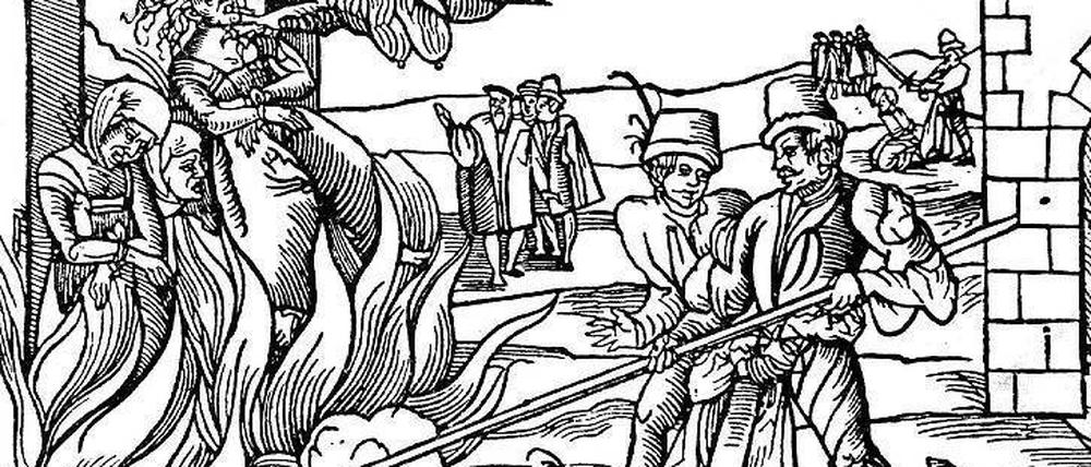 Rückkehr des Mittelalters. Der zeitgenössische Stich einer Hexenverbrennung in Dernburg 1555. Foto: picture-alliance/dpa
