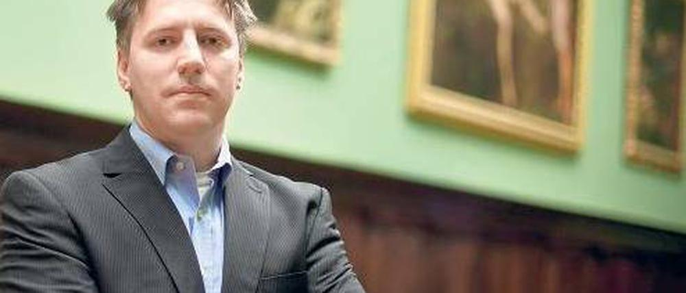 Der Tatort-Kommissar. René Allonge ist ein Meister der Spannung, auch in seinem Vortrag, den er am Freitag im Bode-Museum beim Kunstsachverständigentag gehalten hat. Das Motto: „Tatort Kunst“.Foto: dapd/Maja Hitij