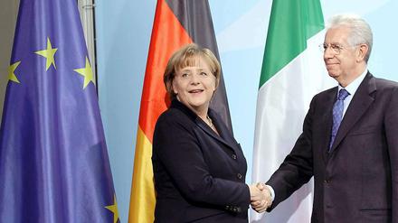 Lob von der Kanzlerin gab es kürzlich für die italienischen Sparanstrengungen beim Berlin-Besuch von Italiens Premier Monti.