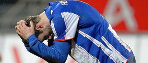 Innenverteidiger Roman Hubnik hatte die beste Tormöglichkeit für Hertha BSC gegen den 1. FC Nürnberg, scheiterte mit einem Kopfball aber am Pfosten.