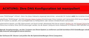 So sieht die Meldung auf der Testseite www.dns-ok.de aus, wenn die DNS-Einstellungen manipuliert sind.