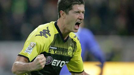 Stürmer Robert Lewandowski erzielte den wichtigen Treffer zur 1:0-Führung für den BVB.