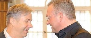 Vereint im Pragmatismus: Koalitionspartner Wowereit und Henkel.
