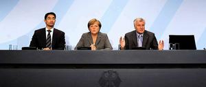 Seltenes Bild der Einigkeit: Philipp Rösler, Angela Merkel, Horst Seehofer.