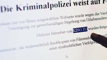 Warnung. Auf der Seite kino.to werden die Nutzer von der Polizei begrüßt. Foto: dpa