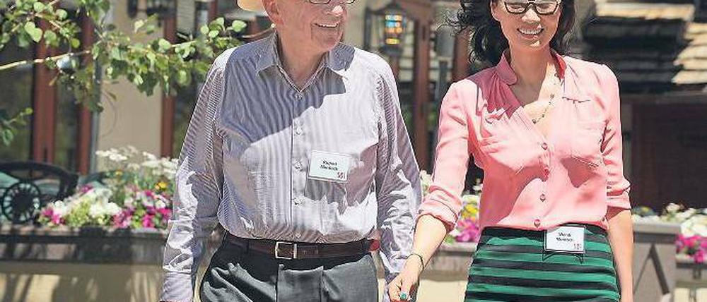 Politik beherrschen. Rupert Murdoch, hier mit seiner Frau Wendi, einer in China geborenen Geschäftsfrau. Foto: Scott Olson/Getty Images/AFP