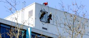 Der Schriftzug an der Hotelfassade war bereits entfernt worden.