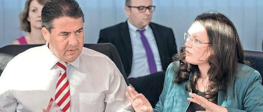 Parteireformer in spe. Der SPD-Vorsitzende Sigmar Gabriel und SPD-Generalsekretärin Andrea Nahles. Foto: Clemens Bilan/dapd