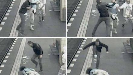 Unvorstellbar brutal. Eine Überwachungskamera dokumentiert, wie ein 29-Jähriger im U-Bahnhof Friedrichstraße bis zur Bewusstlosigkeit getreten wird.