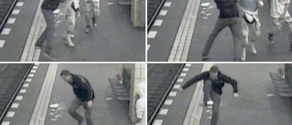 Unvorstellbar brutal. Eine Überwachungskamera dokumentiert, wie ein 29-Jähriger im U-Bahnhof Friedrichstraße bis zur Bewusstlosigkeit getreten wird. 