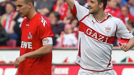 Stuttgarts Kuzmanovic jubelt, Prinz Poldi grummelt.