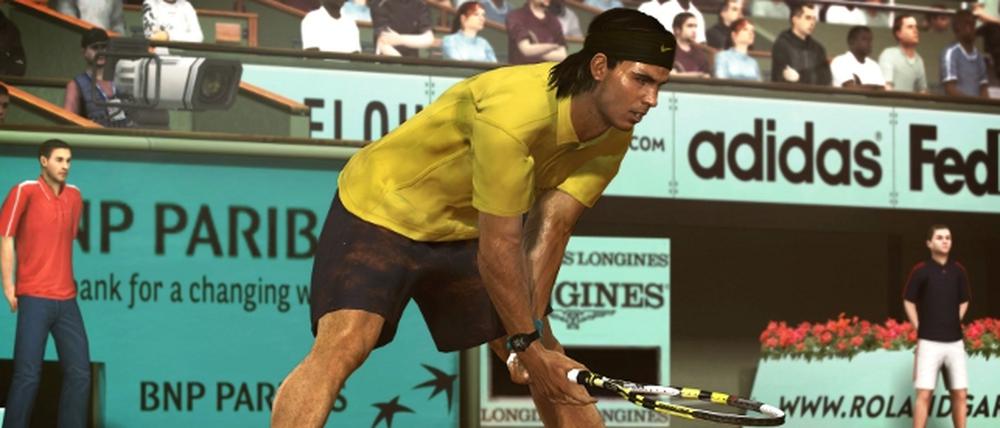 Lauerstellung: Rafael Nadal erwartet einen Aufschlag in "Top Spin 4".