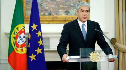 Portugals Premierminister Jose Socrates während seiner Fernsehansprache.
