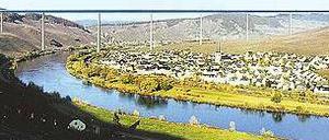 Zankapfel. Die geplante Hochmoselbrücke in einer Computergraphik. Foto: dpa