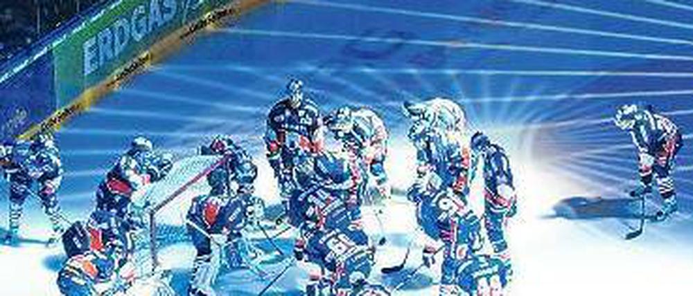 Ein letztes Leuchten? Wenn es schlecht läuft, versammeln sich die Eisbären heute ein letztes Mal in dieser Saison um ihren Torwart Rob Zepp. Foto: dapd