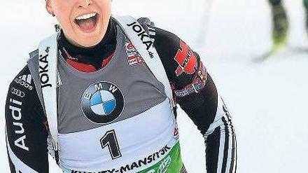 Super getankt. Magdalena Neuner siegte in einem packenden Finish.