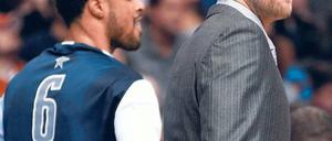 Der zweite Anzug zwickt. Nowitzki (r.) ist bei Dallas nicht zu ersetzen. Foto: Reuters