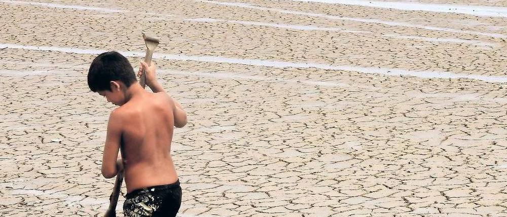 Dürre. La Niña hat in Brasilien zu großer Trockenheit geführt. Dabei sind auch die Pegel großer Flüsse deutlich zurückgegangen. Der Rio Negro, hier nahe Manaus, hat einen historischen Tiefstand bezogen auf die letzten 100 Jahre erreicht.