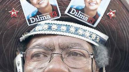 Ein Anhänger der Arbeiterpartei von Dilma Rousseff im Wahlkampf. 
