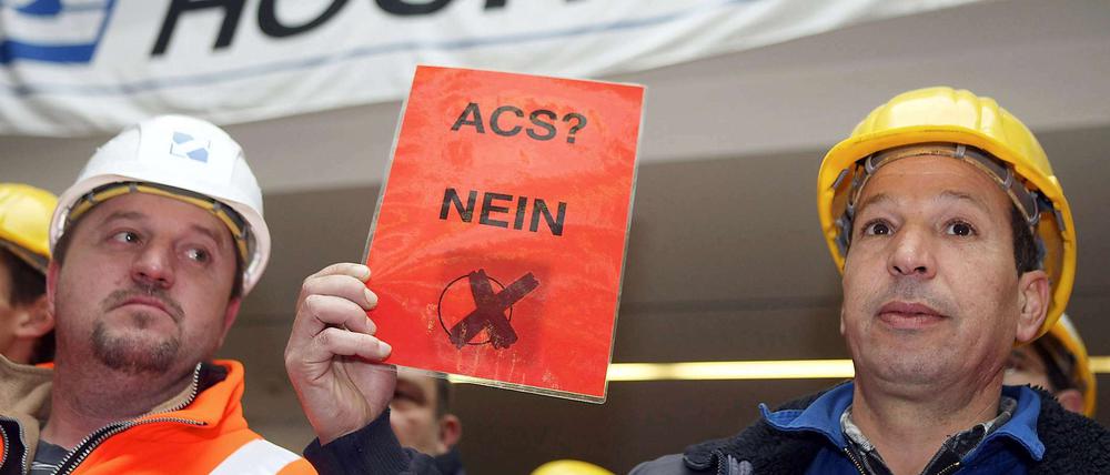 Die Hochtief-Mitarbeiter hoffen auf Unterstützung aus der Politik.