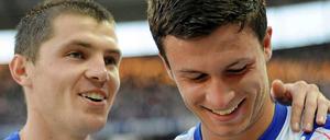 Zwei, die sich für die Starformation in Düsseldorf empfohlen haben: Waleri Domowtschiski (l.) und Doppeltorschütze Marco Djuricin.