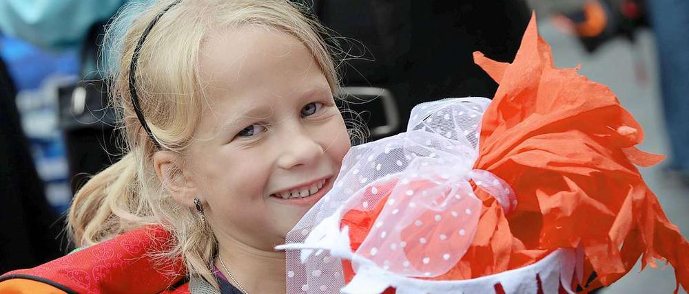 Eine Schülerin in Hessen durfte sich vergangenen Dienstag über Einschulung und Schultüte freuen.