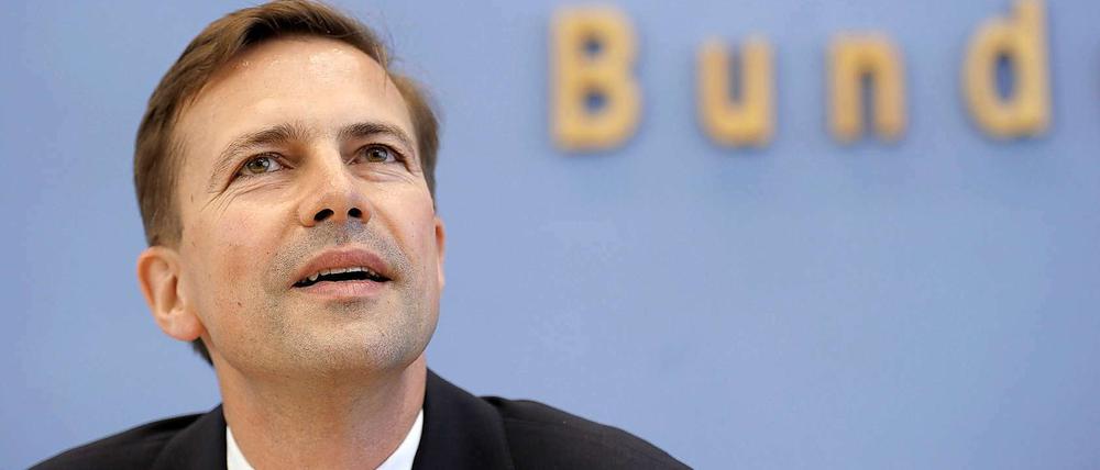 An neuer Wirkungsstätte: Steffen Seibert im Saal der Bundespressekonferenz.