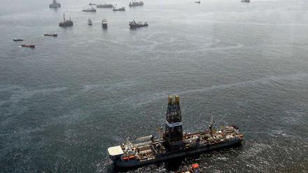 Die Arbeiten am Bohrloch müssen unterbrochen werden.