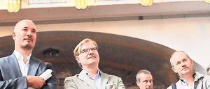 André Schmitz (Mitte) in der Zwinglikirche.