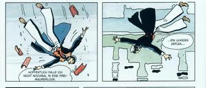 Verfolgungsjagden, Mordanschläge, Häuserbrände. Eine Seite aus dem besprochenen Band.