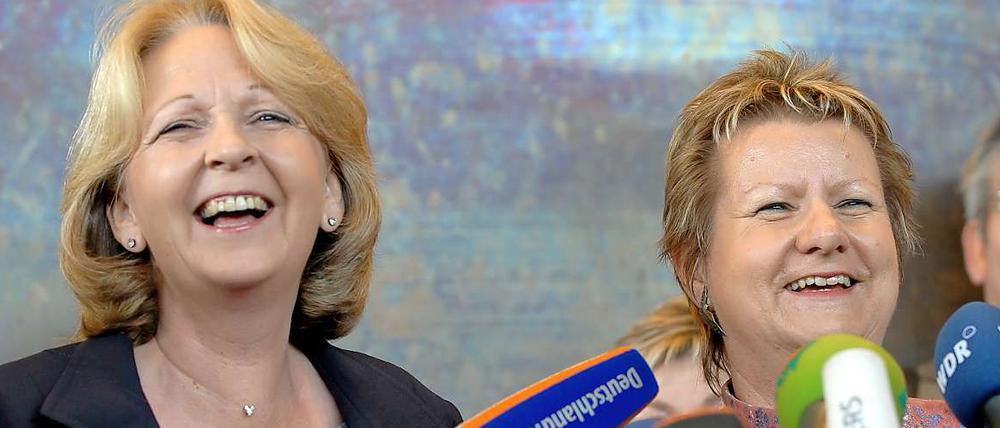 Die SPD-Landesvorsitzende Hannelore Kraft (l.) und die Grünen-Landtagsfraktionschefin Sylvia Löhrmann.