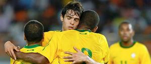 Brasilien ist wie immer einer der Topfavoriten - vor allem dann, wenn Kaká (Mitte) zu Hochform aufläuft.